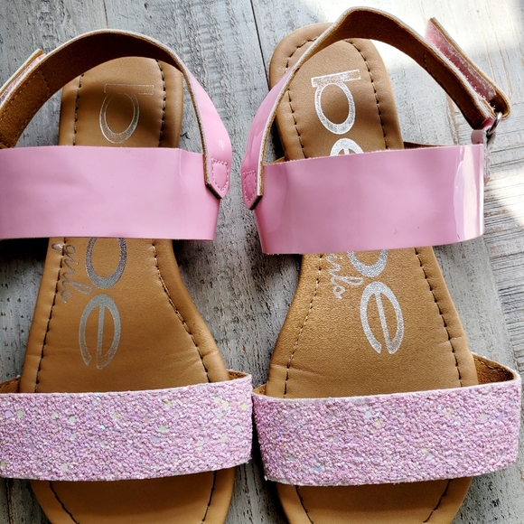 Girl's Size 4 Bebe Girls Pink Chunky Glitter Sparkle Sandals Ankle Strap - Picture 6 of 13
